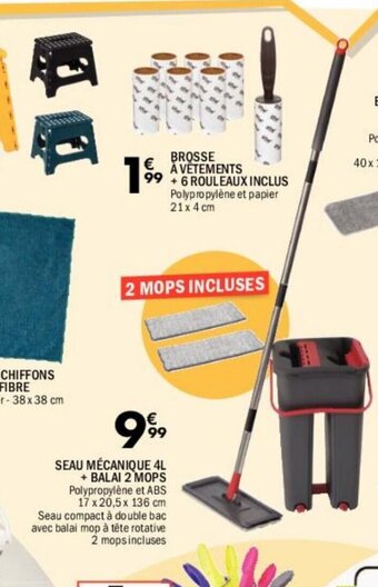 La Foir'Fouille SEAU MÉCANIQUE 4L + BALAI 2 MOPS offre