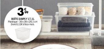 La Foir'Fouille BOÎTE SIMPLY 17,1L Plastique - 30 x 30 x 26,1 cm Dont 0,12€ d'éco-mob. offre