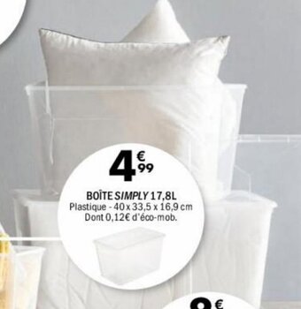 La Foir'Fouille BOÎTE SIMPLY 17,8L Plastique - 40 x 33,5 x 16,9 cm Dont 0,12€ d'éco-mob. offre