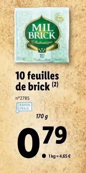Lidl 10 feuilles de brick offre
