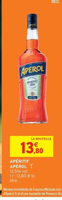 Intermarché APÉRITIF APÉROL Y 12.5% vol. 11-13,80 € le litre offre