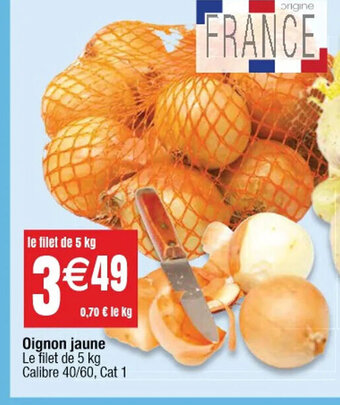 Cora x Carrefour Oignon jaune Le filet de 5 kg Calibre 40/60, Cat 1 offre
