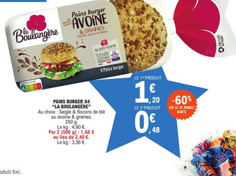 E.Leclerc PAINS BURGER X4 "LA BOULANGÈRE" offre