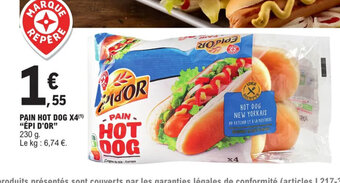 PAIN HOT DOG X4(¹) "ÉPI D'OR"