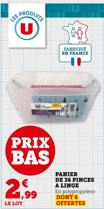 Super U U maison panier de 36 pinces a linge offre