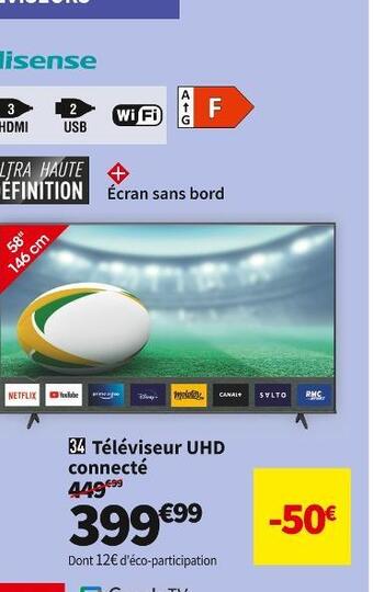 Conforama Hisense téléviseur uhd connecté 58a69k offre