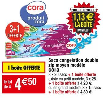Cora x Carrefour Cora sacs congelation double zip moyen modèle offre