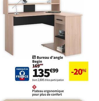 Conforama Bureau d'angle 120.7 cm begin offre