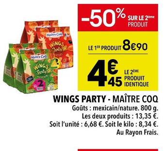 Supeco Maître coq wings party offre