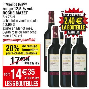 Cora x Carrefour Roche mazet merlot igp rouge 12,5% vol. offre