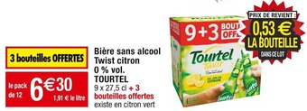 Cora x Carrefour Tourtel bière sans alcool twist citron 0!% vol. offre