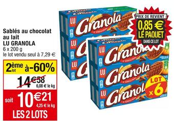 Cora x Carrefour Lu granola sablés au chocolat au lait offre