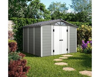Brico Dépôt Abri de jardin résine tuscany gris et gris clair - l. 306 x p. 261 x h. 225 cm offre