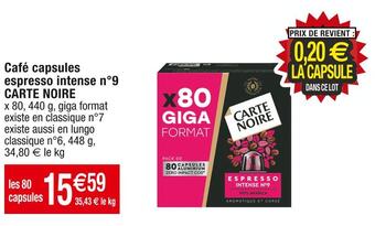 Cora x Carrefour Carte noire café capsules espresso intense n°9 offre
