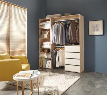 Brico Dépôt Dressing décor imitation chêne avec 4 tiroirs - dim : h. 200 x l. 180 x p. 40 cm offre