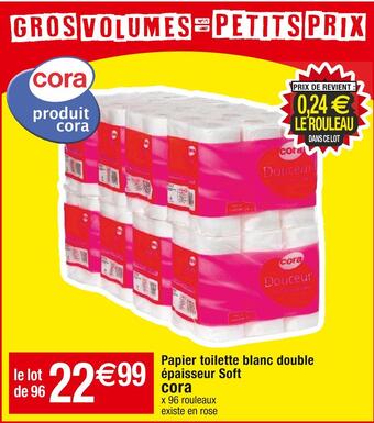 Cora x Carrefour Cora papier toilette blanc double épaisseur soft offre