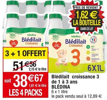 Cora x Carrefour Blédina blédilait croissance 3 de 1 à 3 ans offre