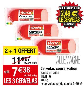Cora x Carrefour Herta cervelas conservation sans nitrite offre