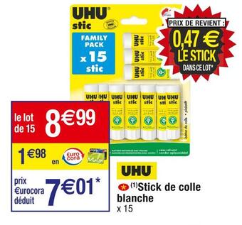 Cora x Carrefour Uhu stick de colle blanche offre