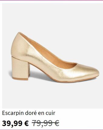 Escarpin doré en cuir