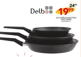 Stokomani Delb les 3 poêles induction effet pierre offre