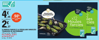 E.Leclerc 12 MOULES FARCIES À LA PERSILLADE SURGELÉES "FRANÇAISE DE GASTRONOMIE" offre