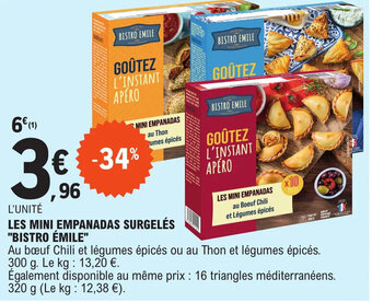 E.Leclerc LES MINI EMPANADAS SURGELÉS "BISTRO ÉMILE" offre