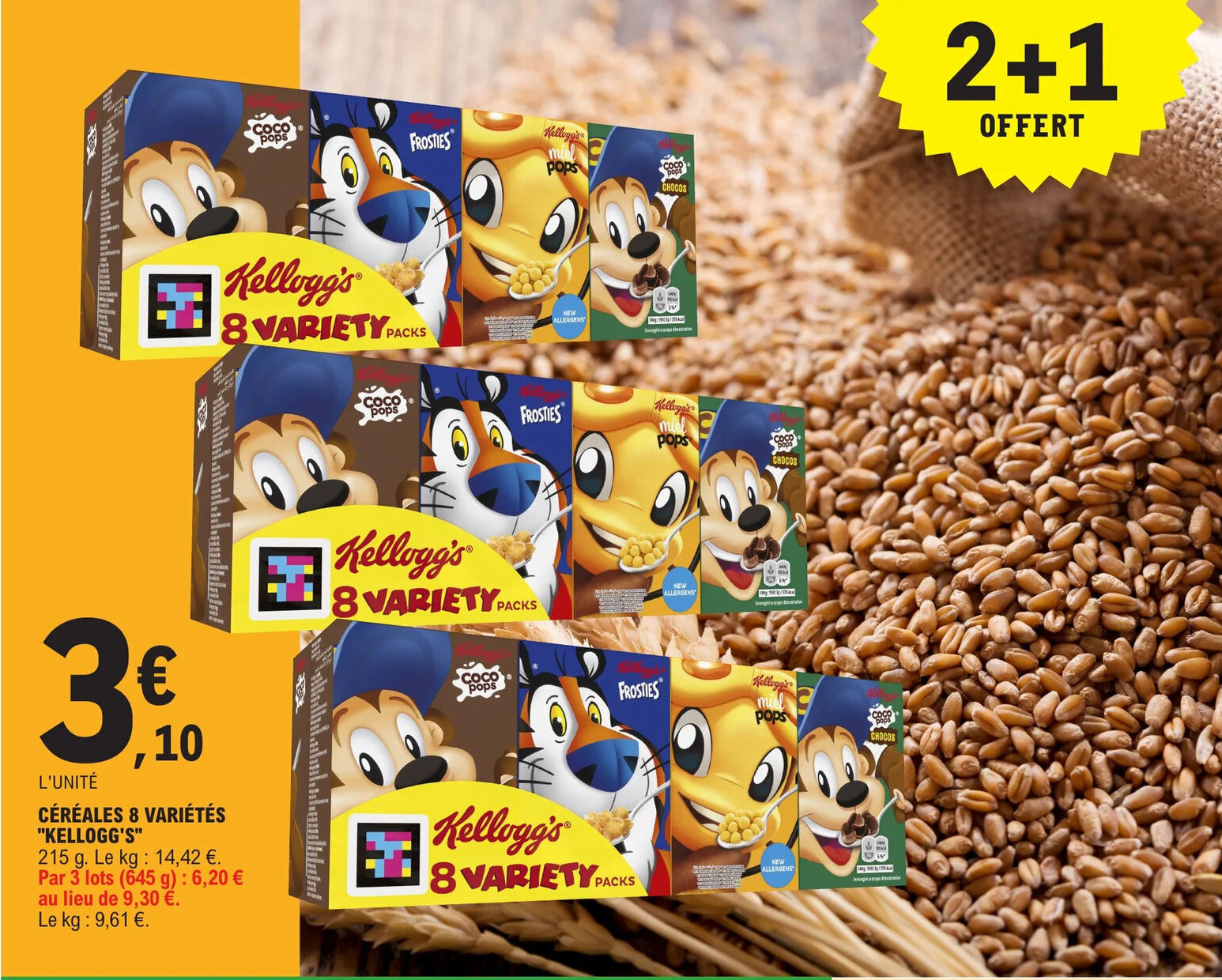 Promo CÉRÉALES 8 VARIÉTÉS "KELLOGG'S" chez E.Leclerc
