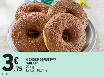 E.Leclerc 4 CHOCO DONUTS(3)(4) "MILKA" offre