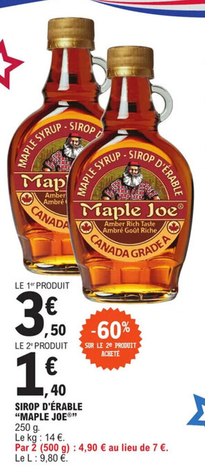 E.Leclerc SIROP D'ÉRABLE "MAPLE JOEⓇ" offre