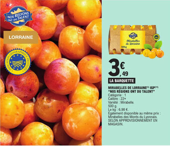 MIRABELLES DE LORRAINE(Âč) IGP(11) "NOS RĂGIONS ONT DU TALENT"