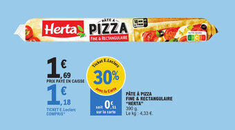 E.Leclerc PÂTE À PIZZA FINE & RECTANGULAIRE "HERTA" offre