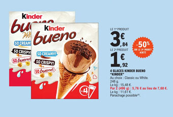 E.Leclerc 4 GLACES KINDER BUENO "KINDER" offre