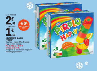 E.Leclerc 5 BATONNETS GLACÉS "PIRULO" offre