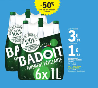 E.Leclerc EAU MINÉRALE NATURELLE GAZEUSE BADOIT offre