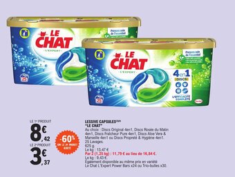 E.Leclerc LESSIVE CAPSULES(3)(4) "LE CHAT" offre