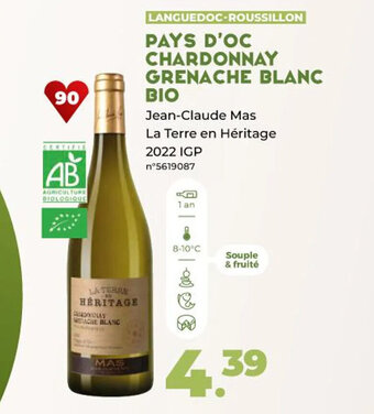 Lidl PAYS D'OC CHARDONNAY GRENACHE BLANC BIO offre