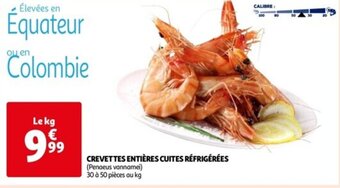 Auchan CREVETTES ENTIÈRES CUITES RÉFRIGÉRÉES offre