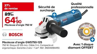 Castorama Meuleuse d'angle GWS750-125 offre