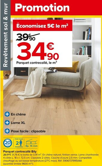 Castorama Parquet contrecollé Bily offre