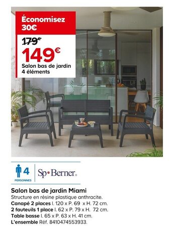 Castorama Salon bas de jardin Miami offre