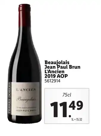Lidl Beaujolais Jean Paul Brun L'Ancien 2019 Aop offre