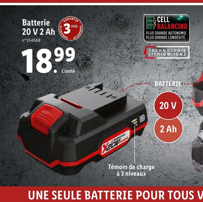 Promo Batterie 20 V 2 Ah chez Lidl