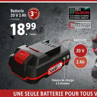 Lidl Batterie 20 V 2 Ah offre