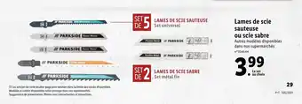 Lidl Lames De Scie Sauteuse Ou Scie Sabre offre