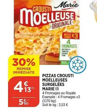 Bi1 Pizzas Crousti Moelleuses Surgelées Marie offre