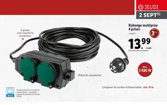 Lidl Rallonge Multiprise 4 Prises offre