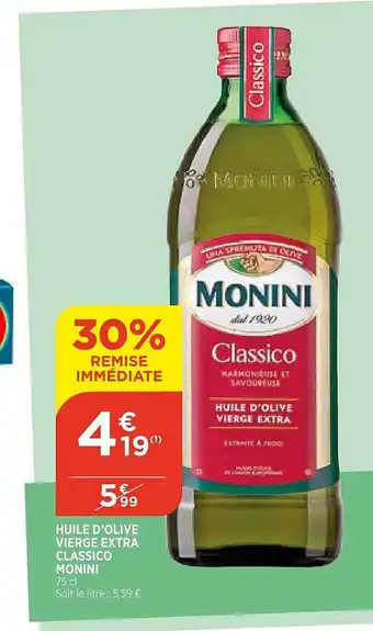 Bi1 Huile D'olive Vierge Extra Classico Monini offre