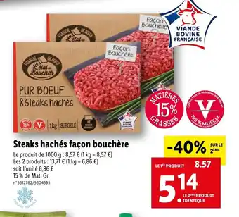 Lidl Steaks Hachès Facon Bouchère offre