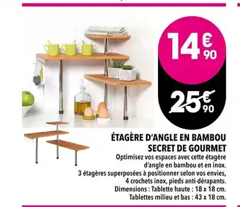 Supeco ètagère D'angle En Bambou Secret De Gourmet offre